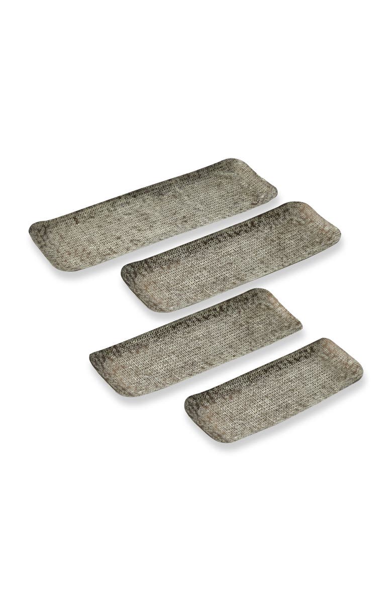 tag Kashmir Embossed Rectangle Serving Trays Antique Brass Gold, Main, color, Gold