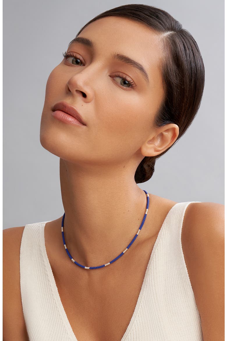 Blue Caviar Ceramic Beaded Necklace, Alternate, color, BLUE