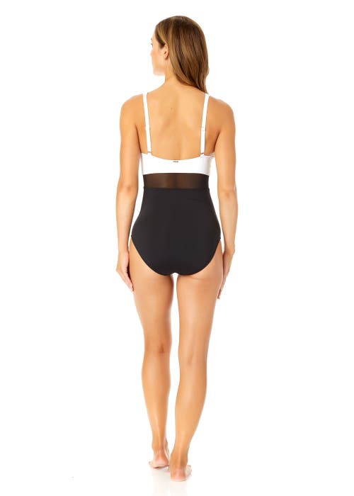 ANNE COLE MESH AROUND U RING MESH INSERT ONE PIECE SWIMSUIT