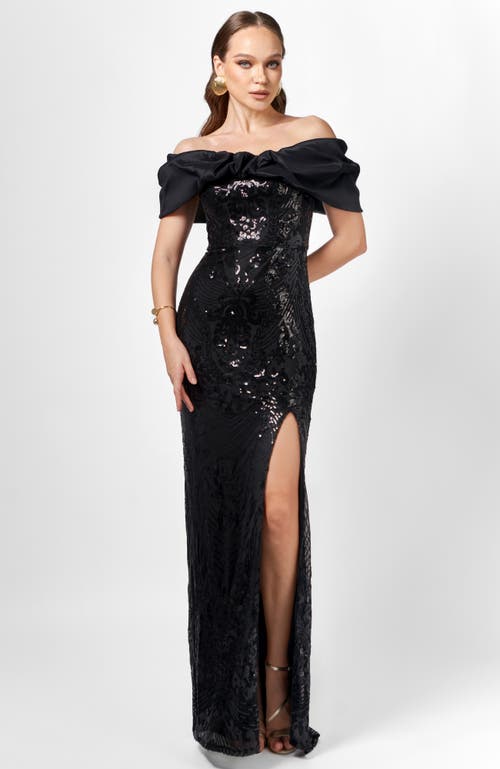Bariano Jaylan Off Shoulder Gown In Black