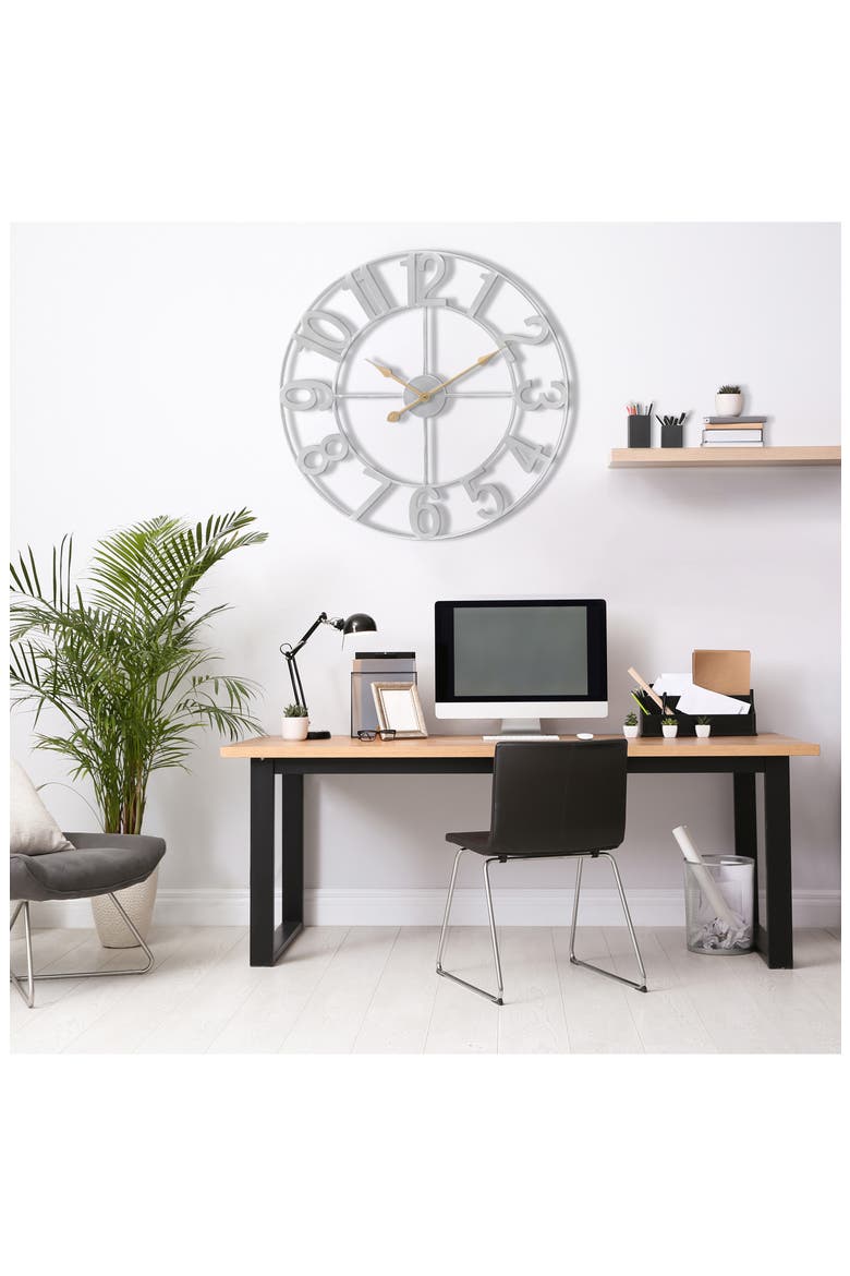 24 Inch Numeral Wall Clock, Alternate, color, SILVER