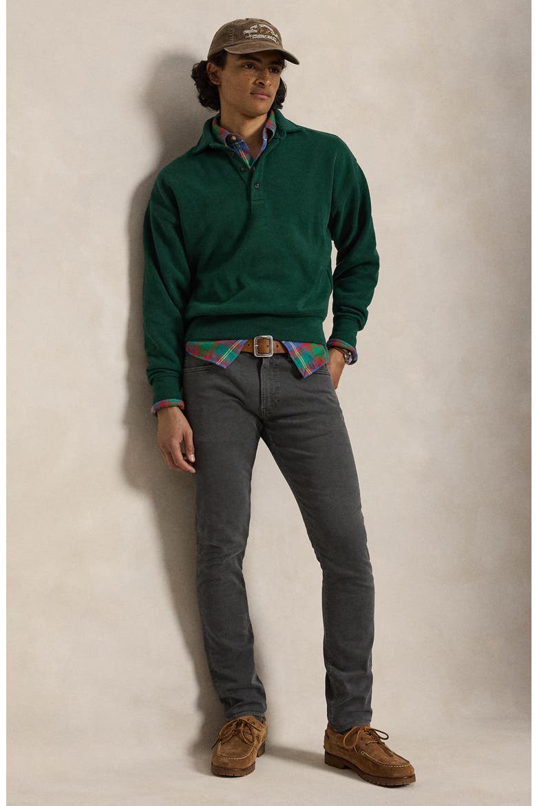 Sueded Heritage Rib Knit Button Pullover, Alternate, color, GREEN