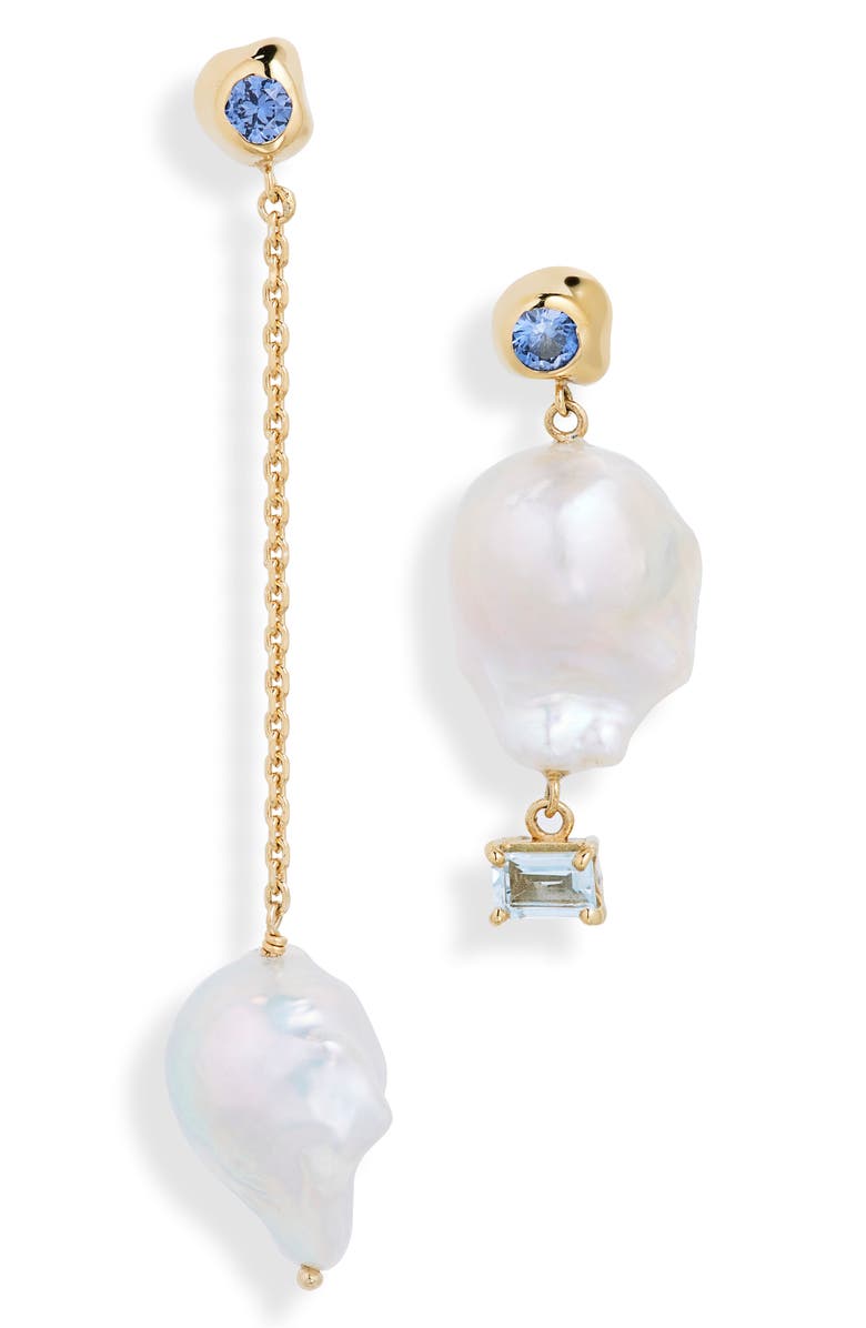 FARIS Freshwater Pearl Mismatched Drop Earrings, Main, color,
