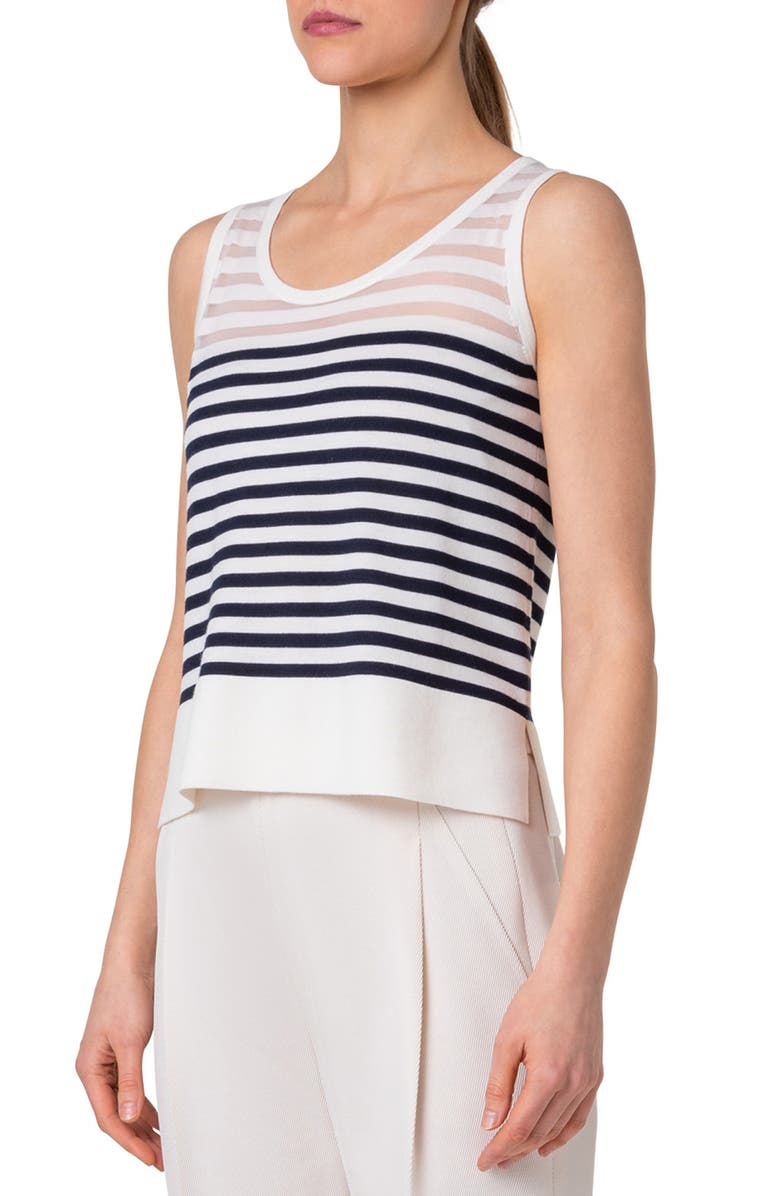 Akris punto Kodak Stripe Sweater Tank, Alternate, color, Ink-Cream