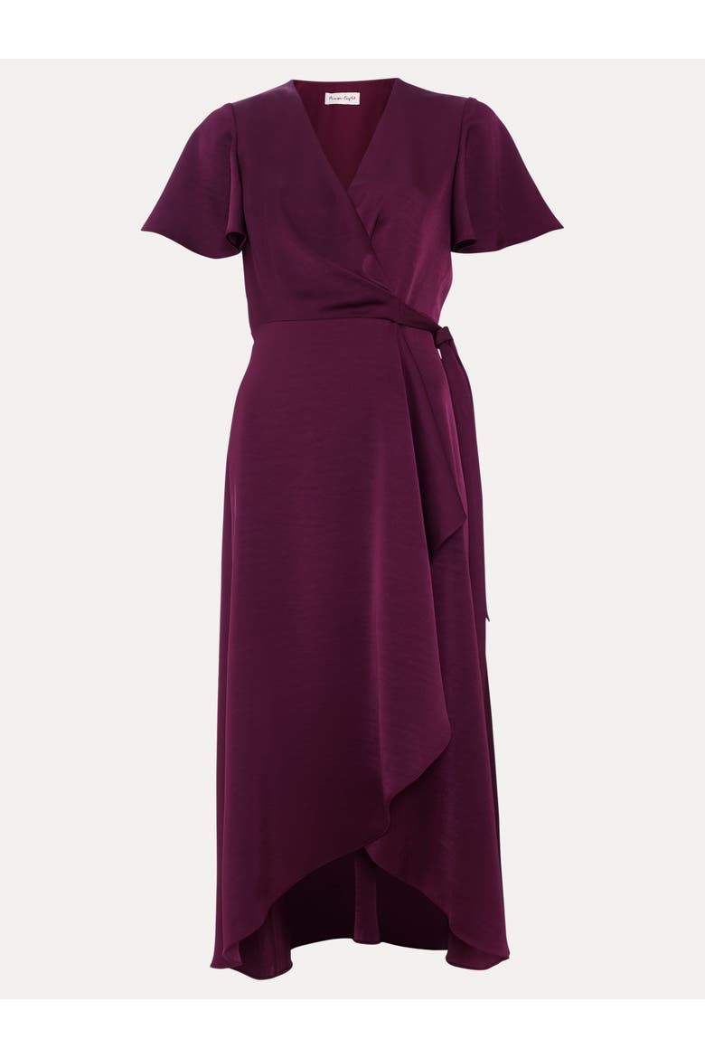 Julissa Satin Midi Dress, Alternate, color, Burgundy