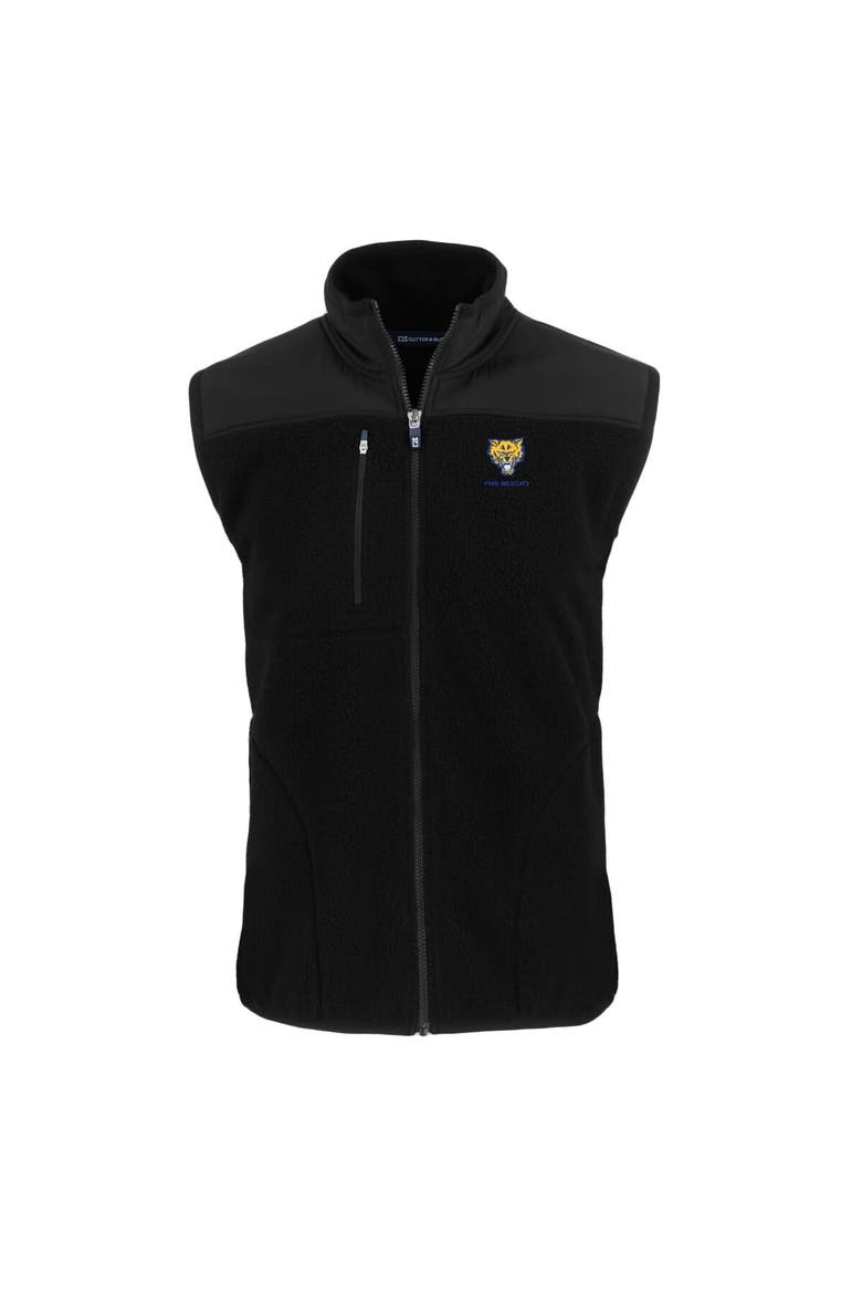Men's Cutter & Buck  Black Fort Valley State Wildcats Cascade Eco Sherpa Fleece Full-Zip Vest, Alternate, color, Black