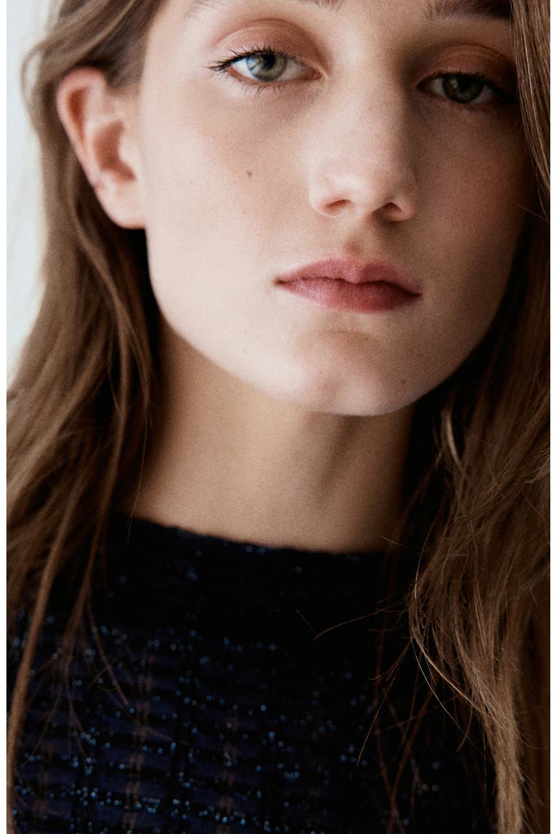 Textured Metallic Sweater, Alternate, color, NAVY