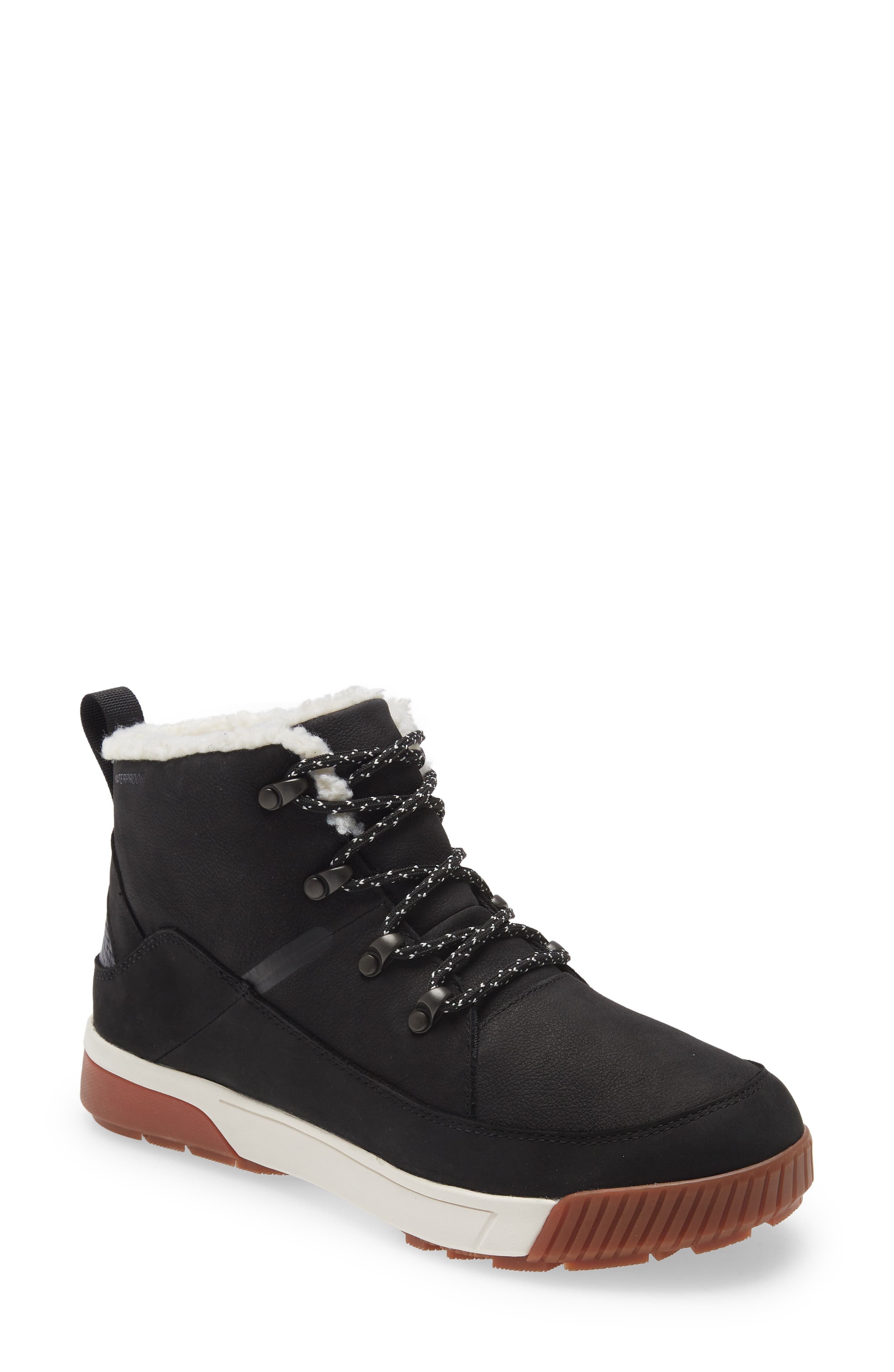 The North Face Sierra Waterproof Lace-Up Bootie, Main, color, Tnf Black/Gardenia White