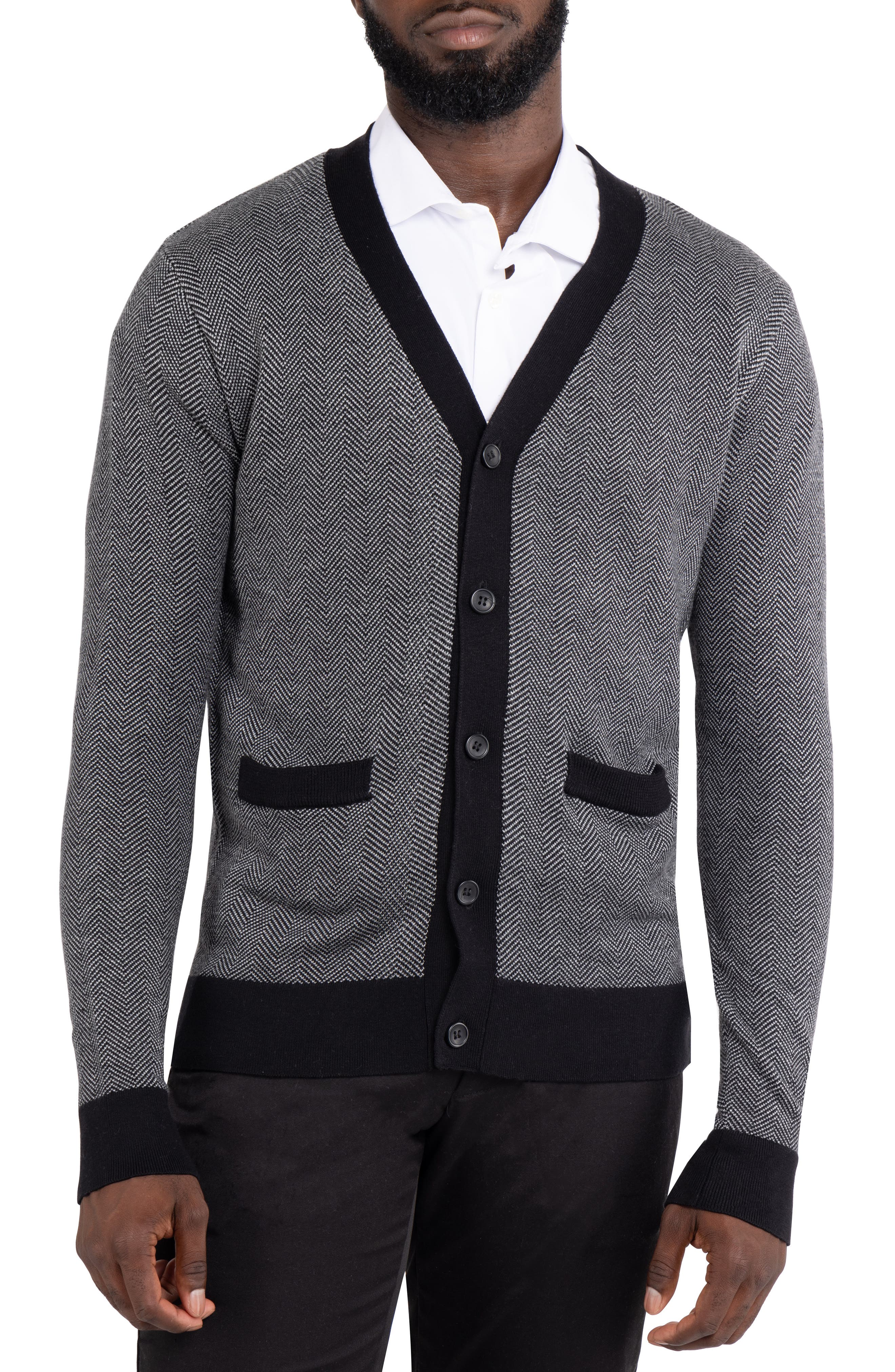 XRAY Herringbone V-Neck Button Front Cardigan