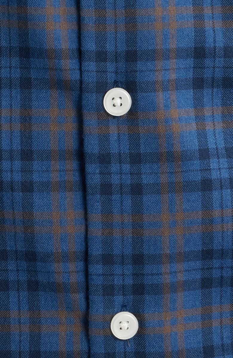 Peter Millar Bar Harbour Plaid Flannel Performance Button-Up Shirt, Alternate, color, Blue Haze