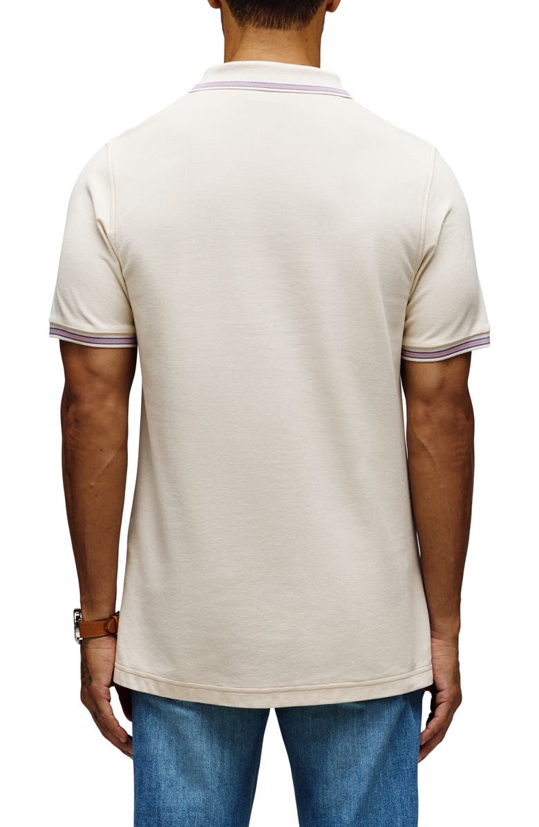 Psycho Bunny Dante Tipped Pima Cotton Piqué Polo, Alternate, color, White Cap Grey