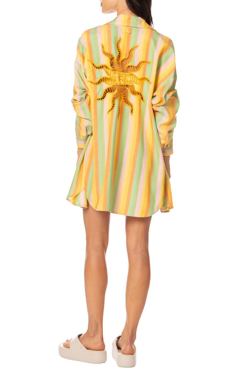 Maaji Rhythmic Lines Dreambound Cover-Up Shirt, Alternate, color, Open Yellow