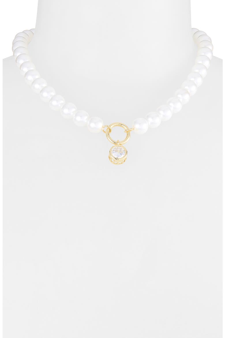 Beaded Pendant Necklace, Alternate, color, GOLD/PEARL