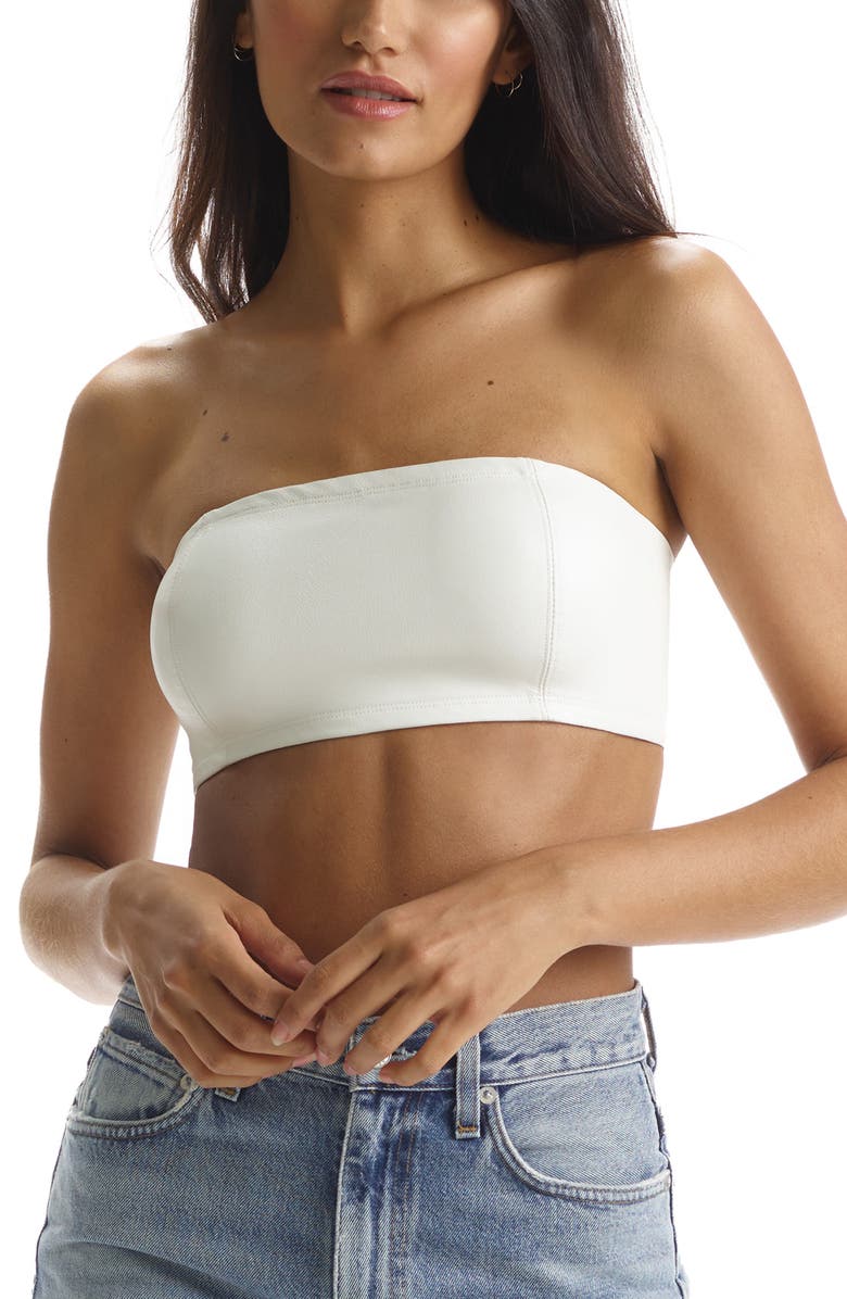 Commando Faux Leather Bandeau, Main, color, White