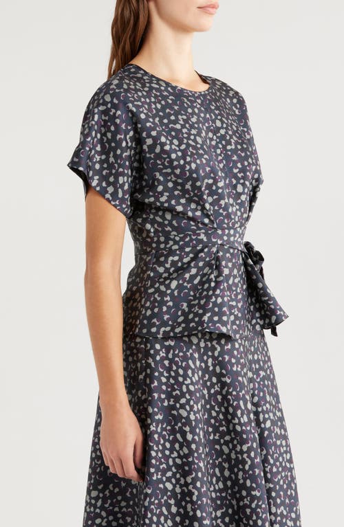 Shop Wyeth Dot Twist Detail Silk Twill Top In Twilight
