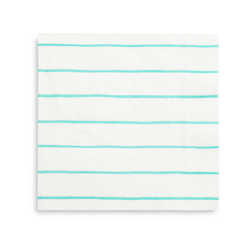 Daydream Society Frenchie Striped Large Napkins In Aqua