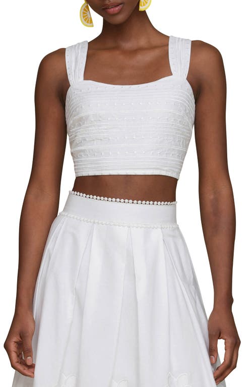 Shop Avec Les Filles Embroidered Cotton Crop Tank In White
