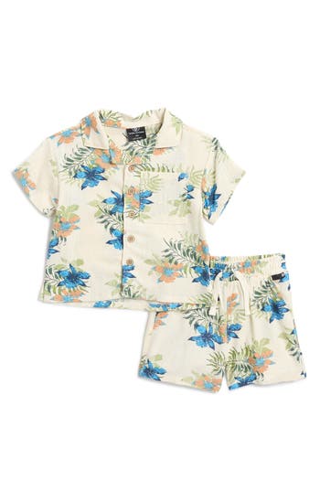 Volcom Cabana Button-up Shirt & Shorts Set In Off White