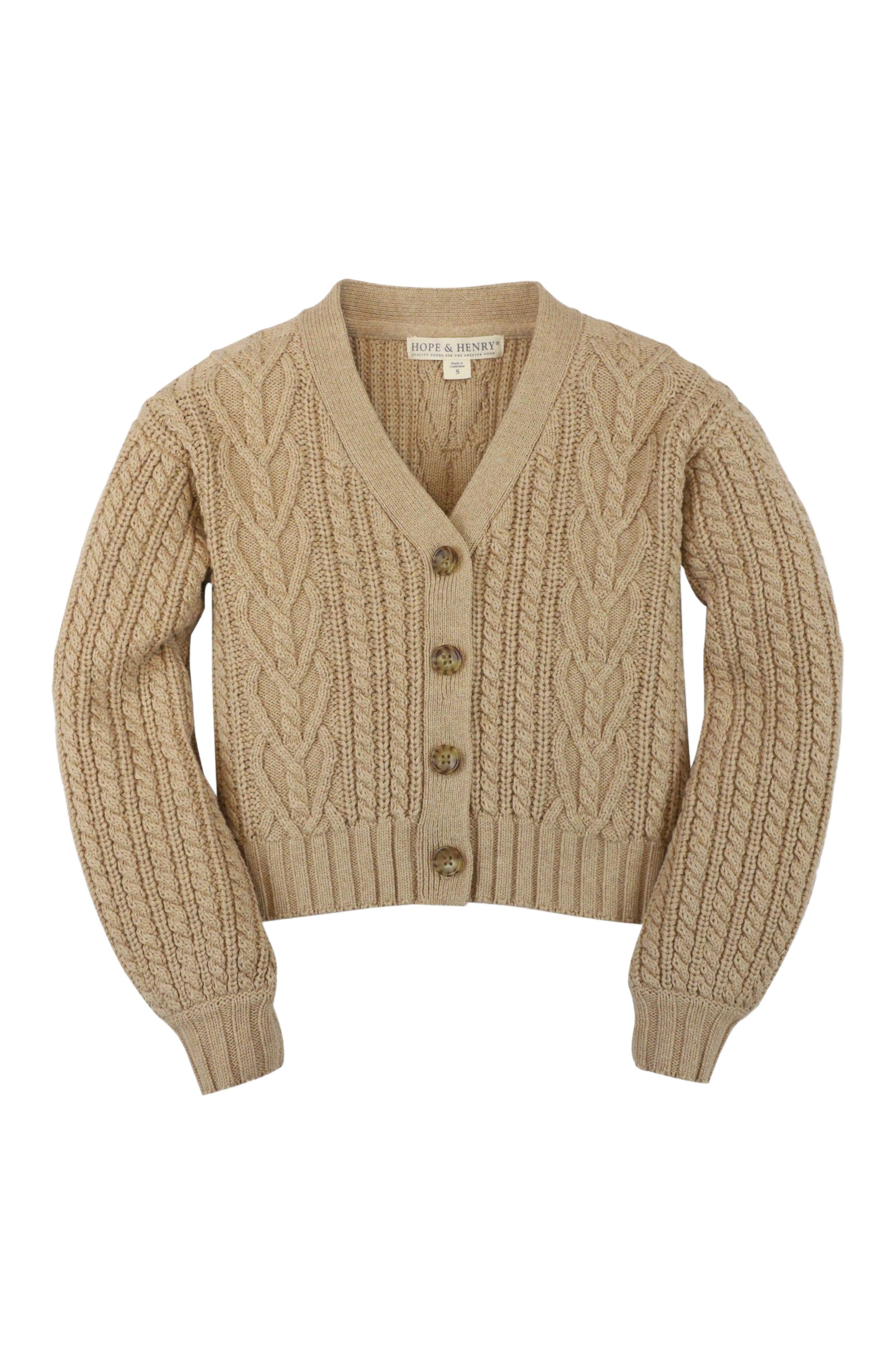 selected Camel Heather Heart Cable