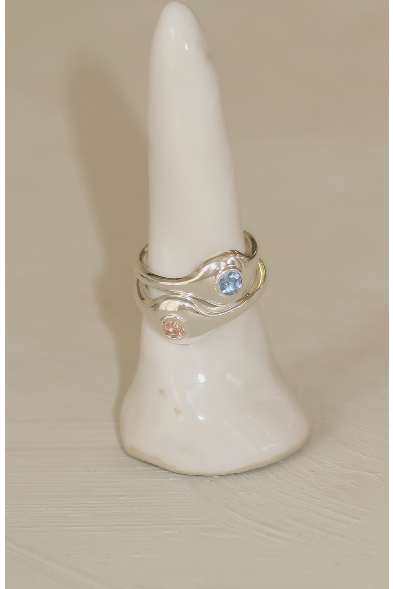 Stone Pinky Ring, Alternate, color, Light Sapphire / White Silver