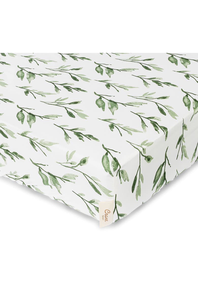 CRANE BABY Cotton Sateen Fitted Crib Sheet, Main, color, White