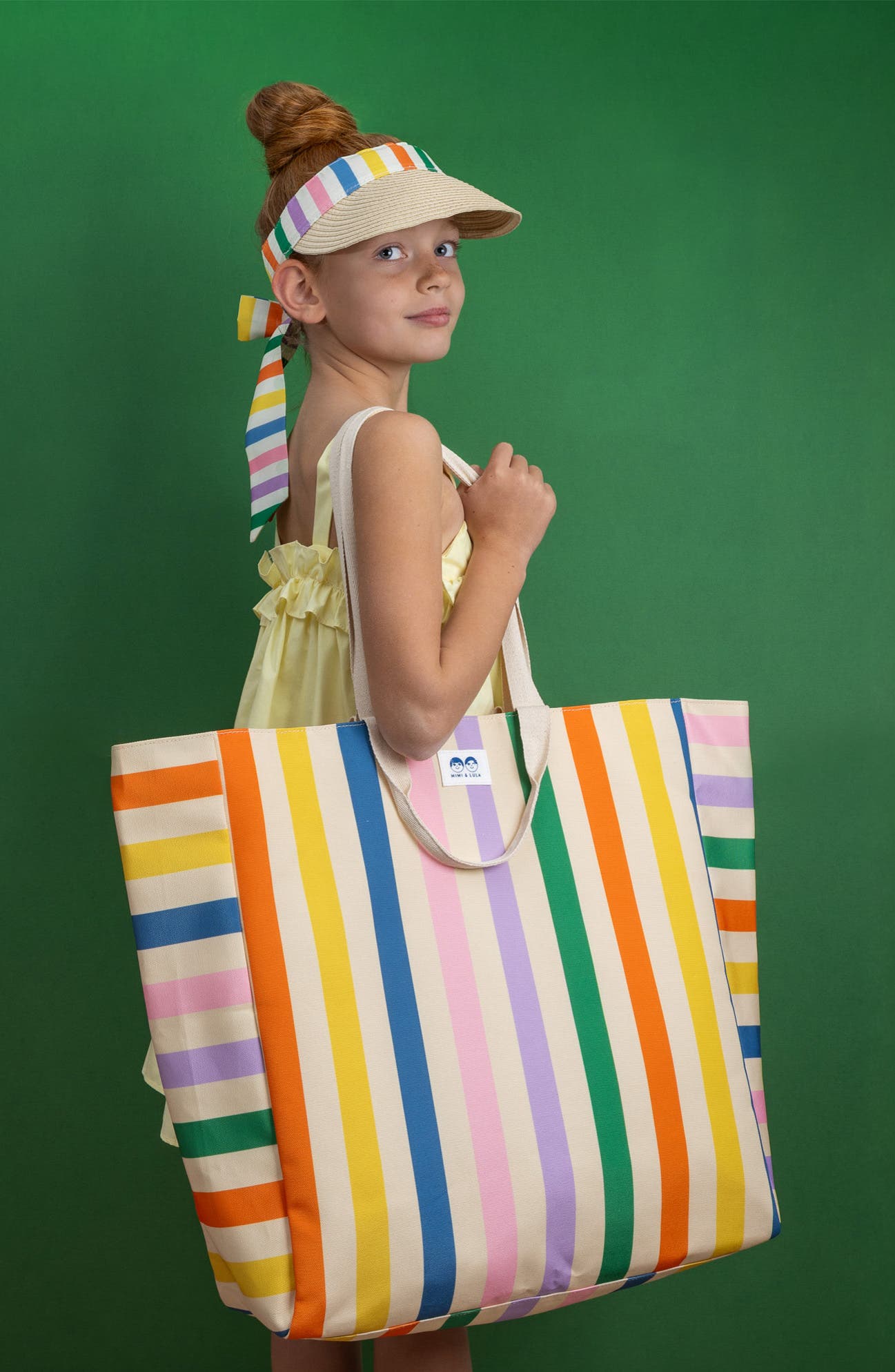 Mimi & Lula Kids' Stripe Canvas Beach Bag, Alternate, color, Light/ Pastel Orange