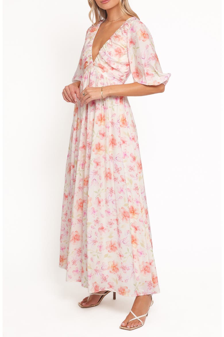 Andara Floral Plunge Neck Maxi Dress, Alternate, color, WHITE FLORAL