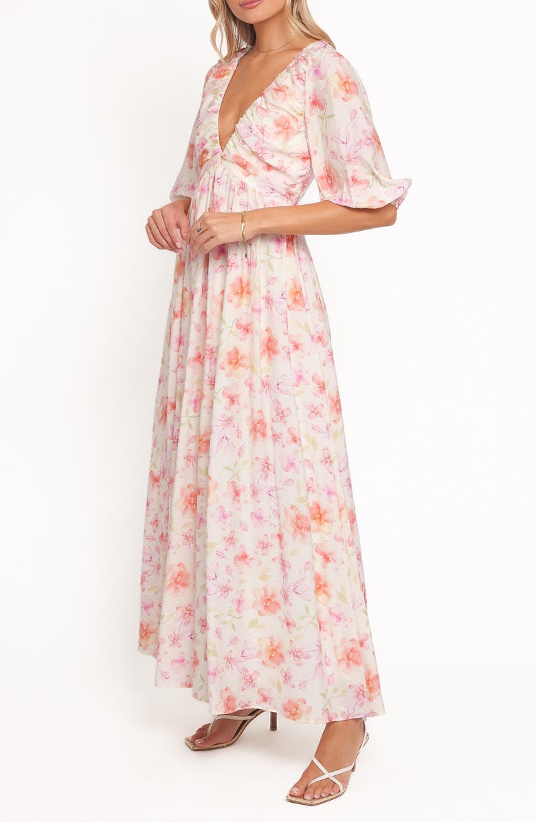 Petal & Pup Andara Floral Plunge Neck Maxi Dress, Alternate, color, White Floral