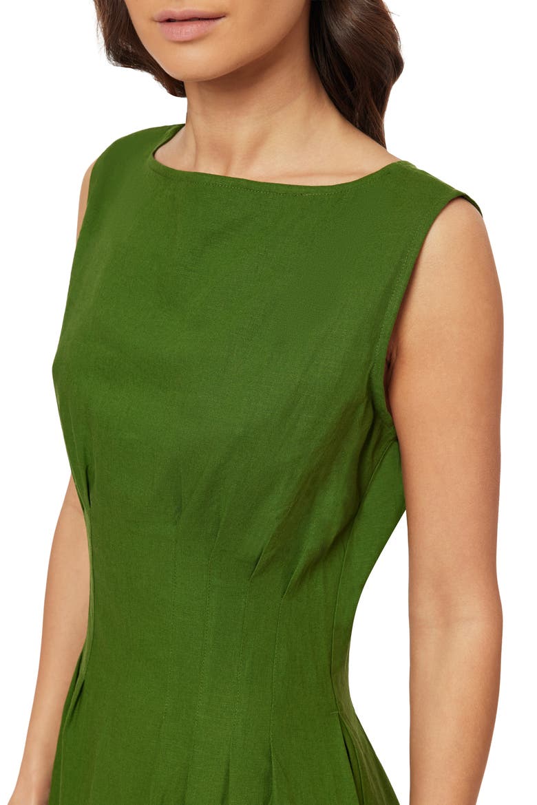 Paisley Print Boatneck Fit & Flare Dress, Alternate, color, GARDEN GREEN