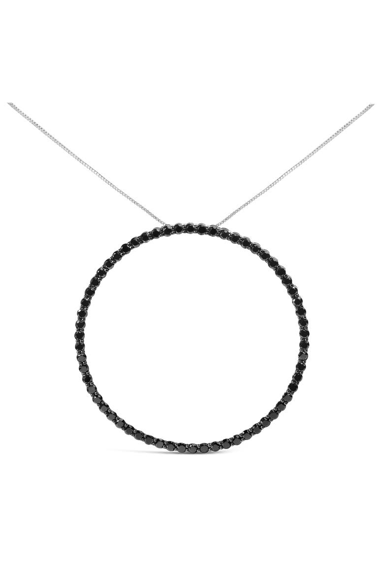 Haus of Brilliance Silver 5.0 Cttw Black Diamond Open Hoop Circle Pendant Necklace, Main, color, White