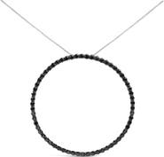 Haus of Brilliance Silver 5.0 Cttw Black Diamond Open Hoop Circle Pendant Necklace