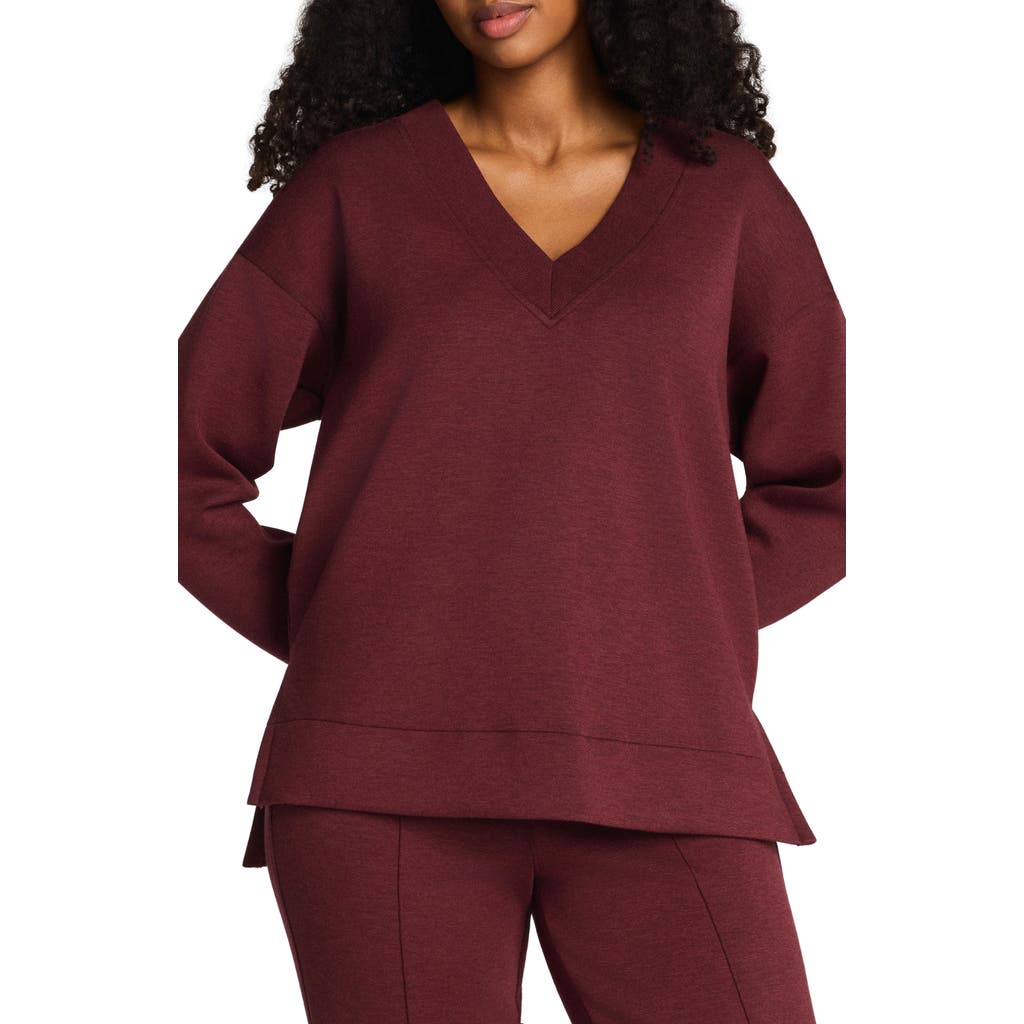Spanx ® Airessentials® Brushed V-neck Tunic Sweatshirt In Cassis Heather