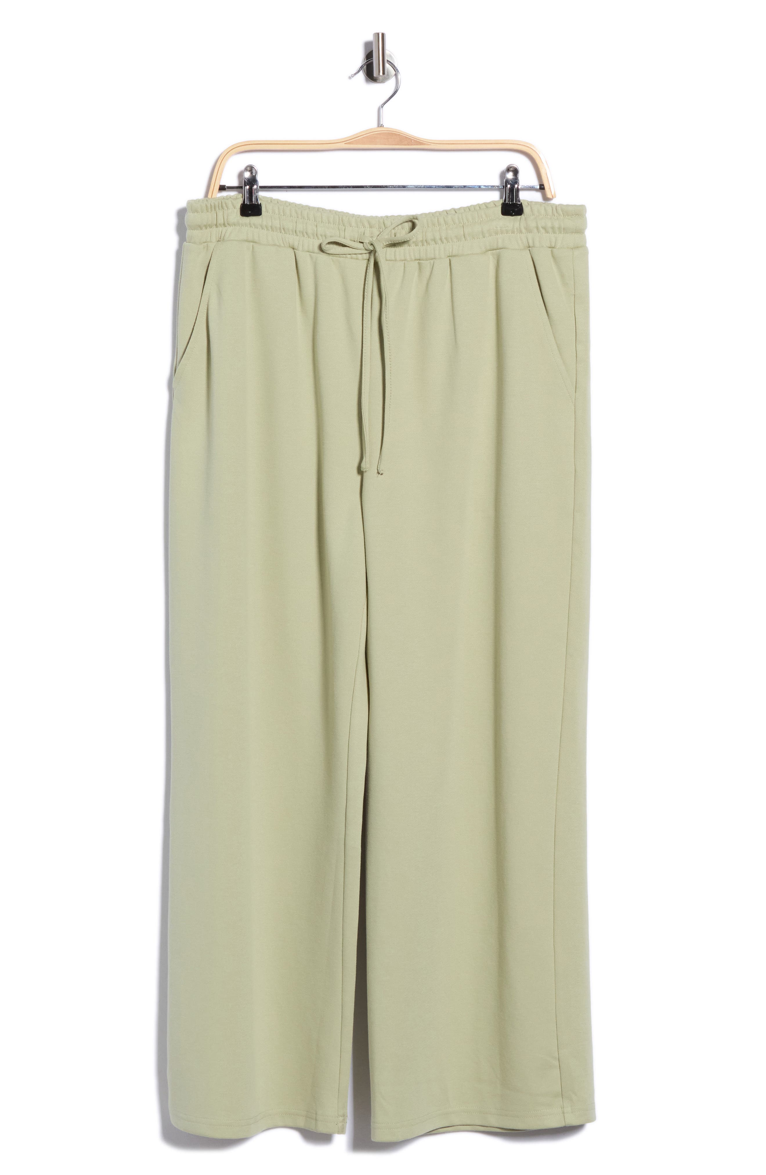 Twill Knit Drawstring Wide Leg Pants