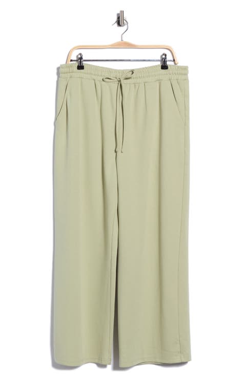 Twill Knit Drawstring Wide Leg Pants