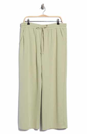 Twill Knit Drawstring Wide Leg Pants