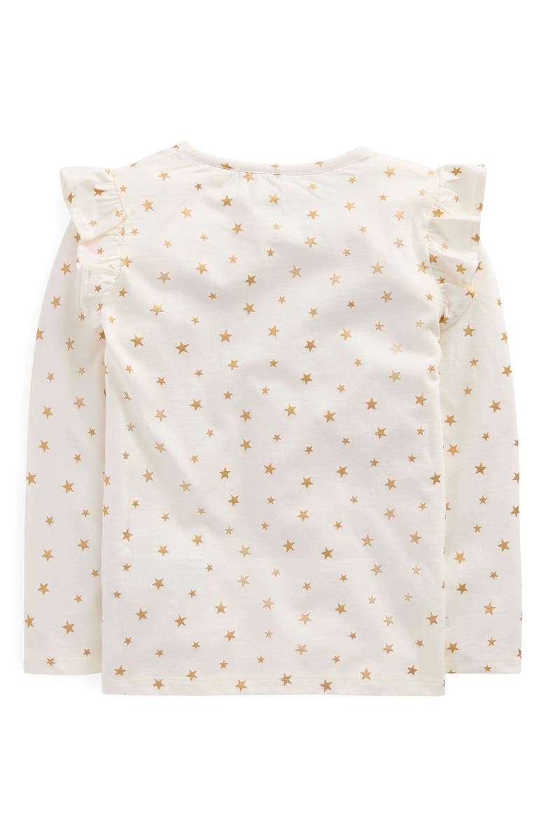 Mini Boden Kids' Frill Sleeve Appliqué T-Shirt, Alternate, color, Ivory Fairies