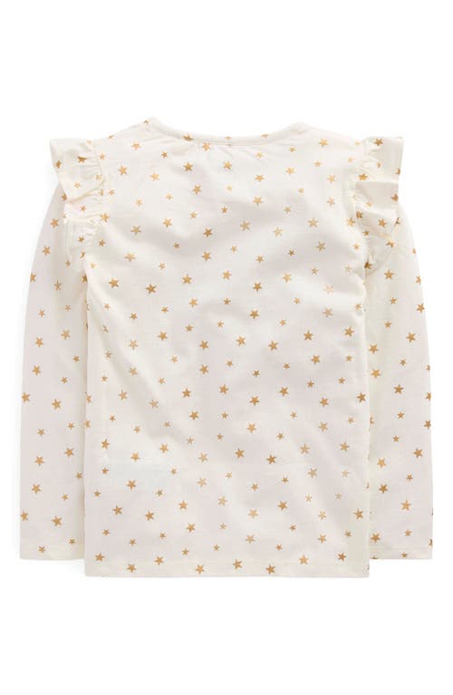 Mini Boden Kids' Frill Sleeve Appliqué T-shirt In White