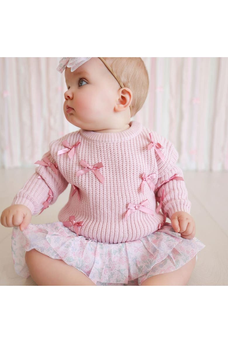 Satin Bows Knit Sweater (baby), Alternate, color, Light Pink