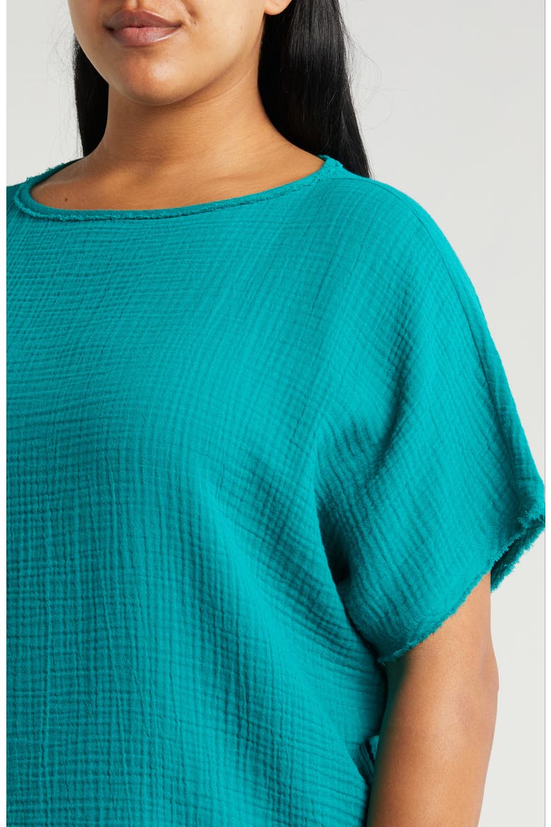 Dolman Sleeve Organic Cotton Gauze Top, Alternate, color, ESMERALDA