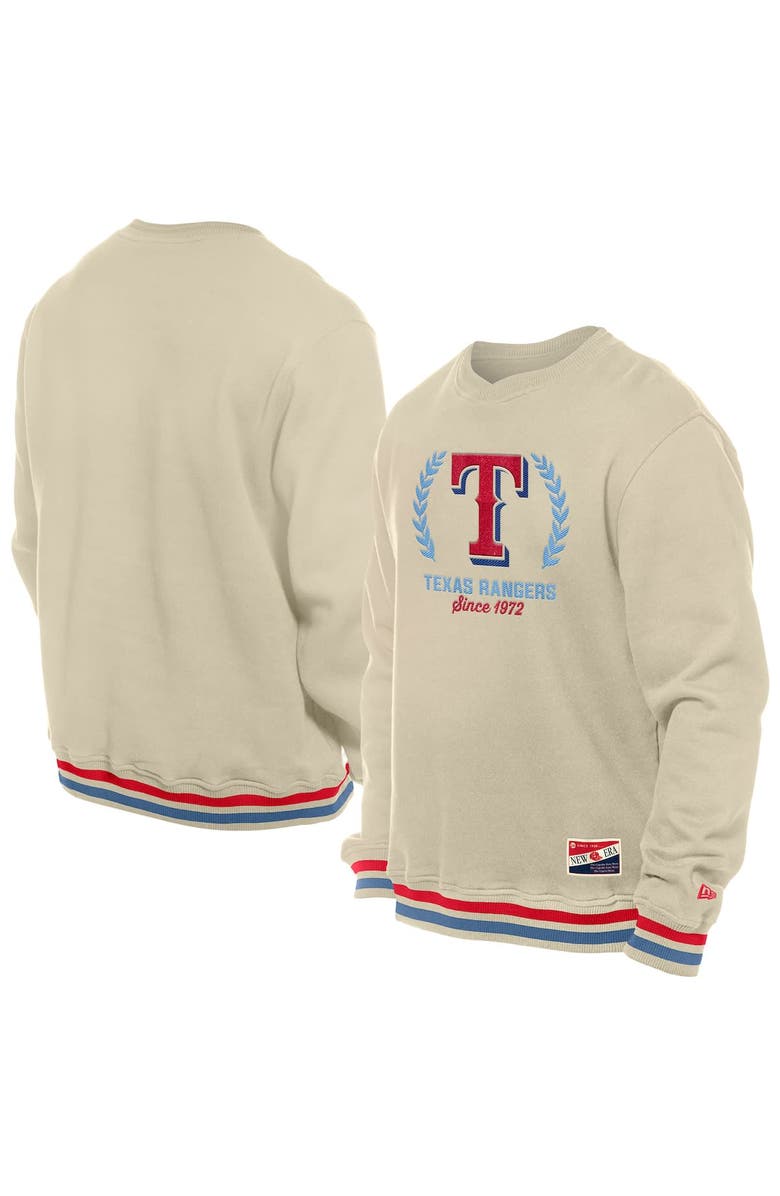 New Era Men's New Era Cream Texas Rangers Throwback Pullover Sweatshirt, Alternate, color, Cream