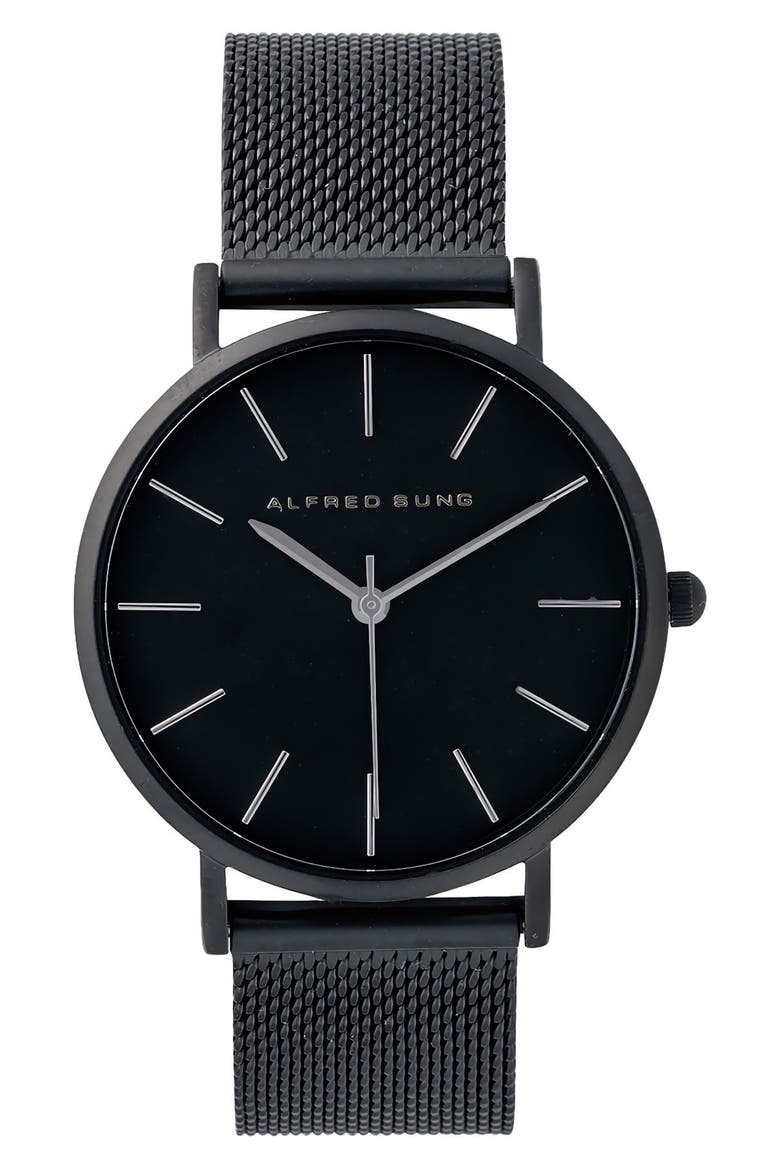 Muse Mesh Strap Watch, 36mm, Main, color, BLACK