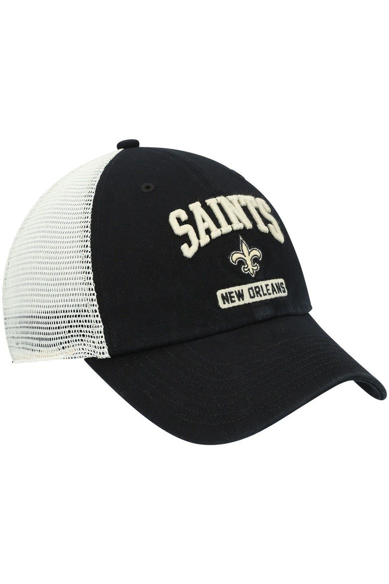 Men's '47 Black/White New Orleans Saints Morgantown Trucker Clean Up Snapback Hat, Alternate, color, Black