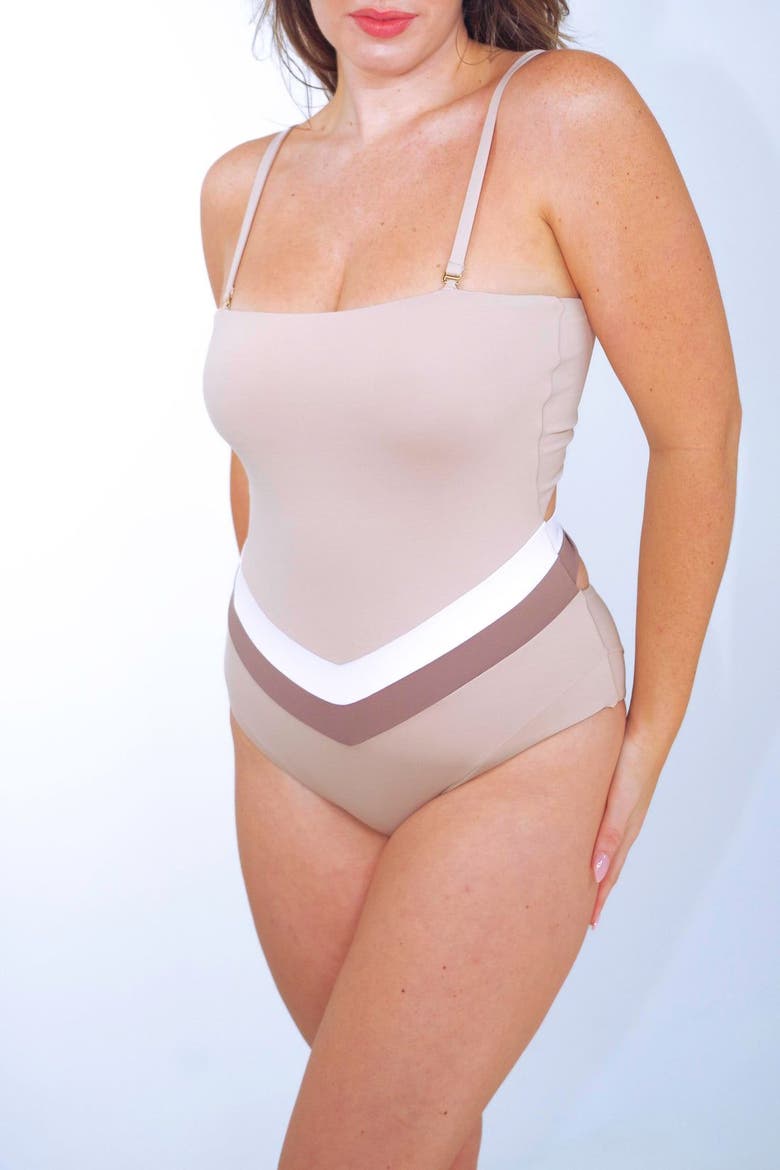 Vee Convertible One Piece Swimsuit, Alternate, color, Nude
