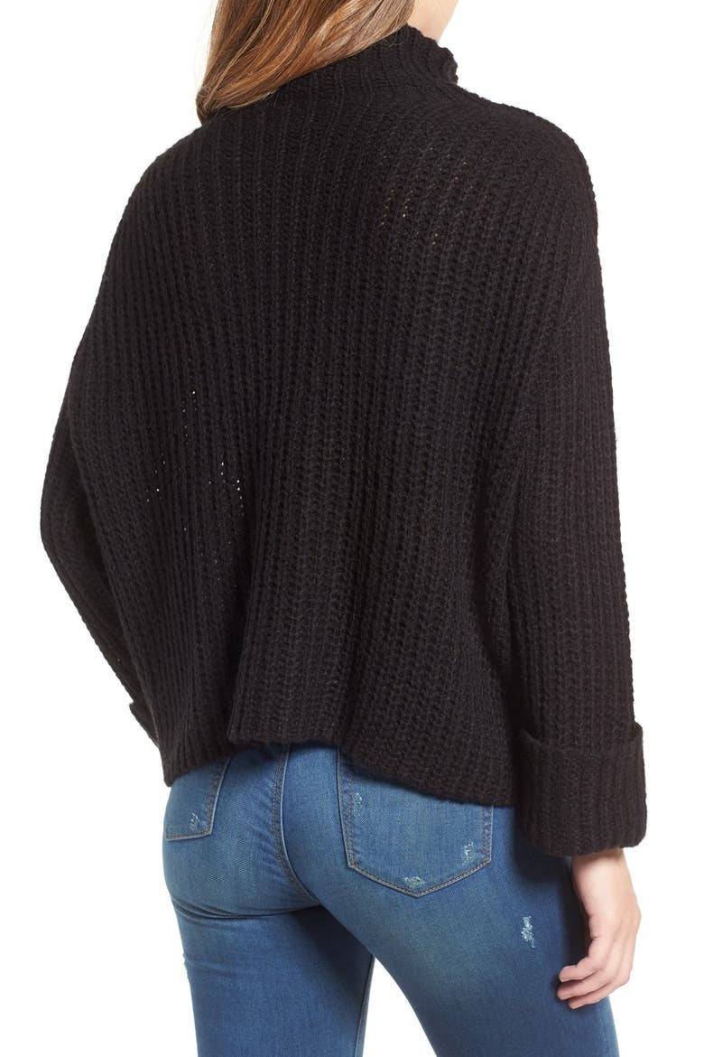 Chunky Turtleneck Sweater, Alternate, color, BLACK