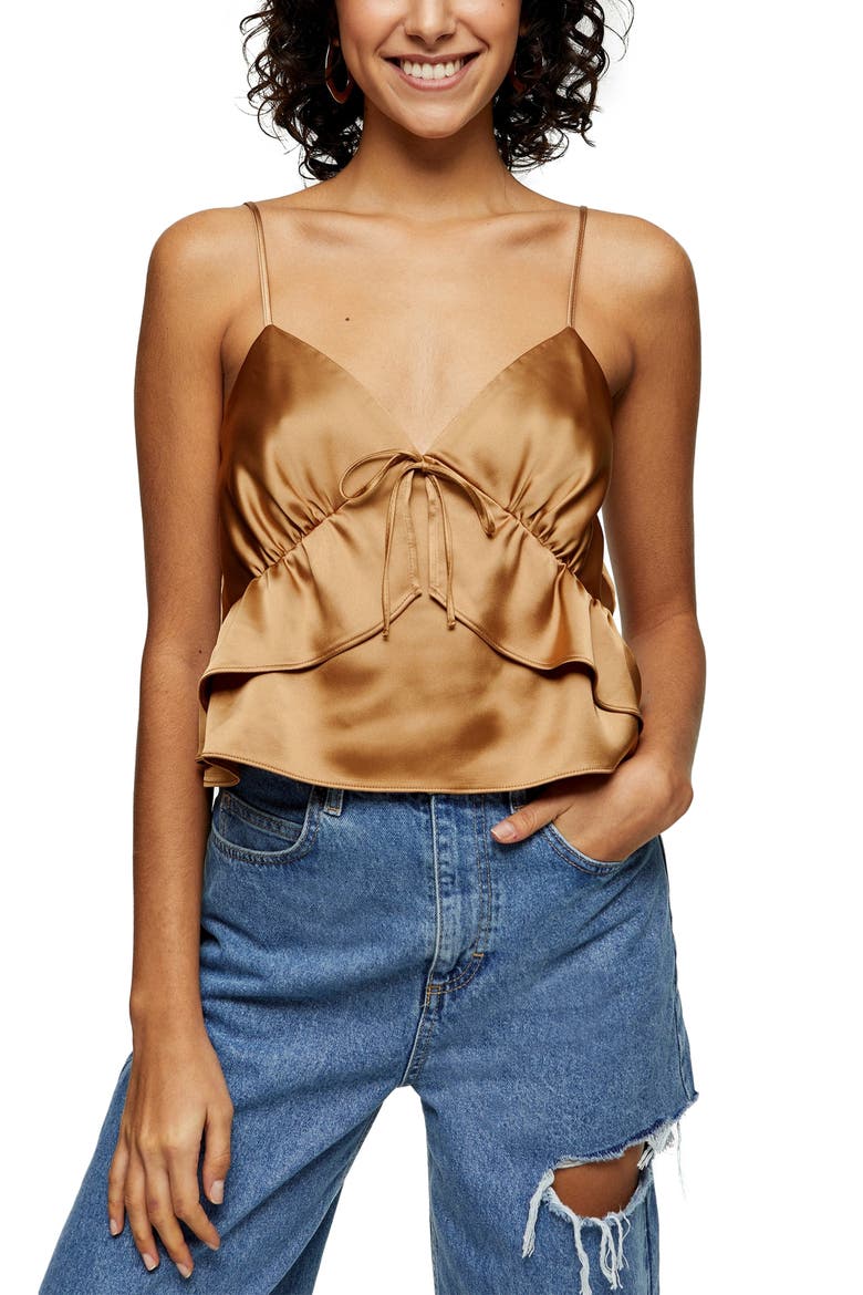 Strappy Ruffle Camisole, Main, color, CREAM