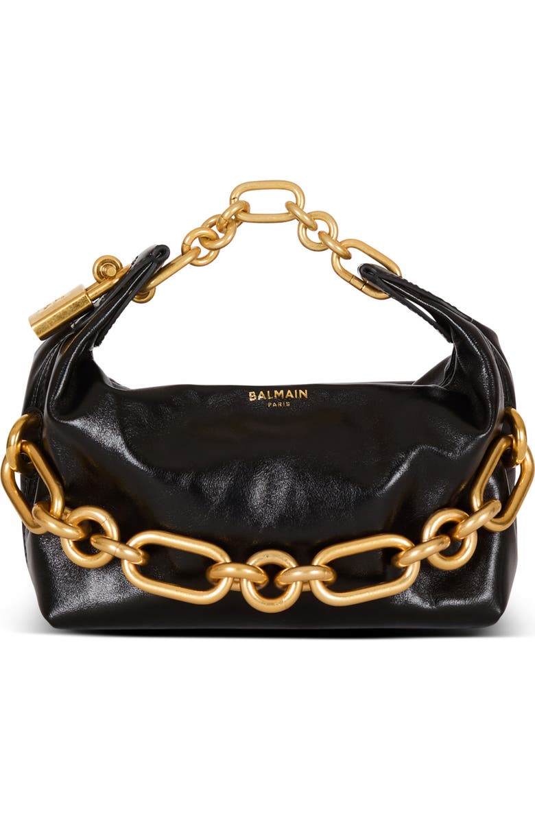 Balmain Mini Sync Bag In Calfskin Leather, Main, color, Black