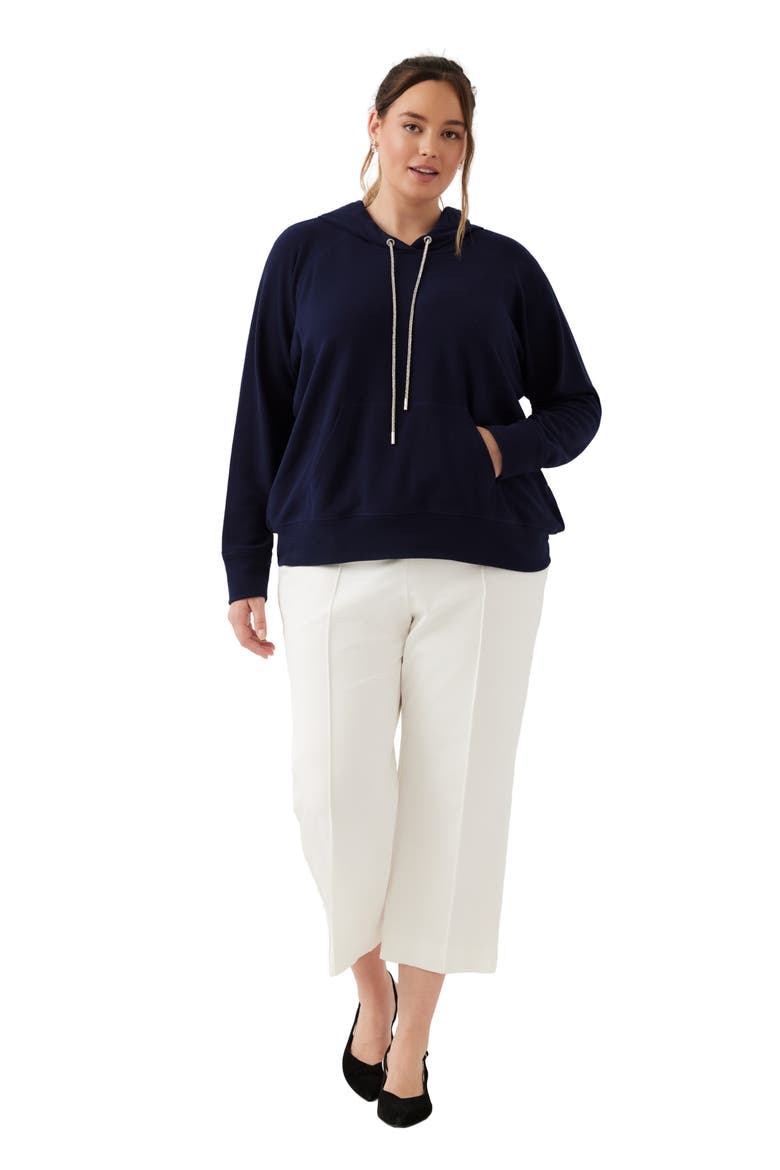 Rhinestone Drawstring Hoodie, Alternate, color, NAVY