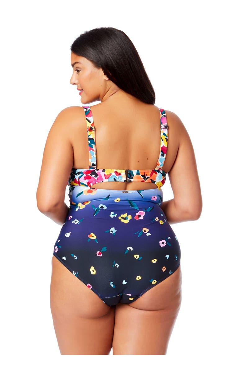 Anne Cole Plus Women's Plus Gradient Floral Underwire Surplice One Piece Swimsuit, Alternate, color, Gradient Floral