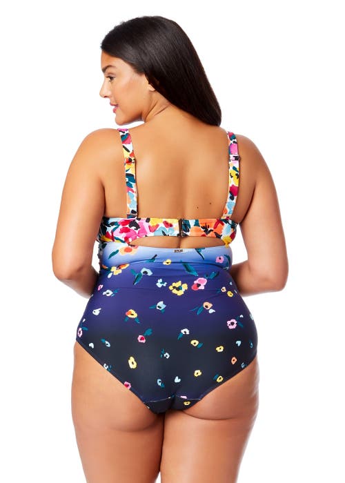 Anne Cole Plus Plus Gradient Floral Underwire Surplice One Piece Swimsuit In Gradient Floral