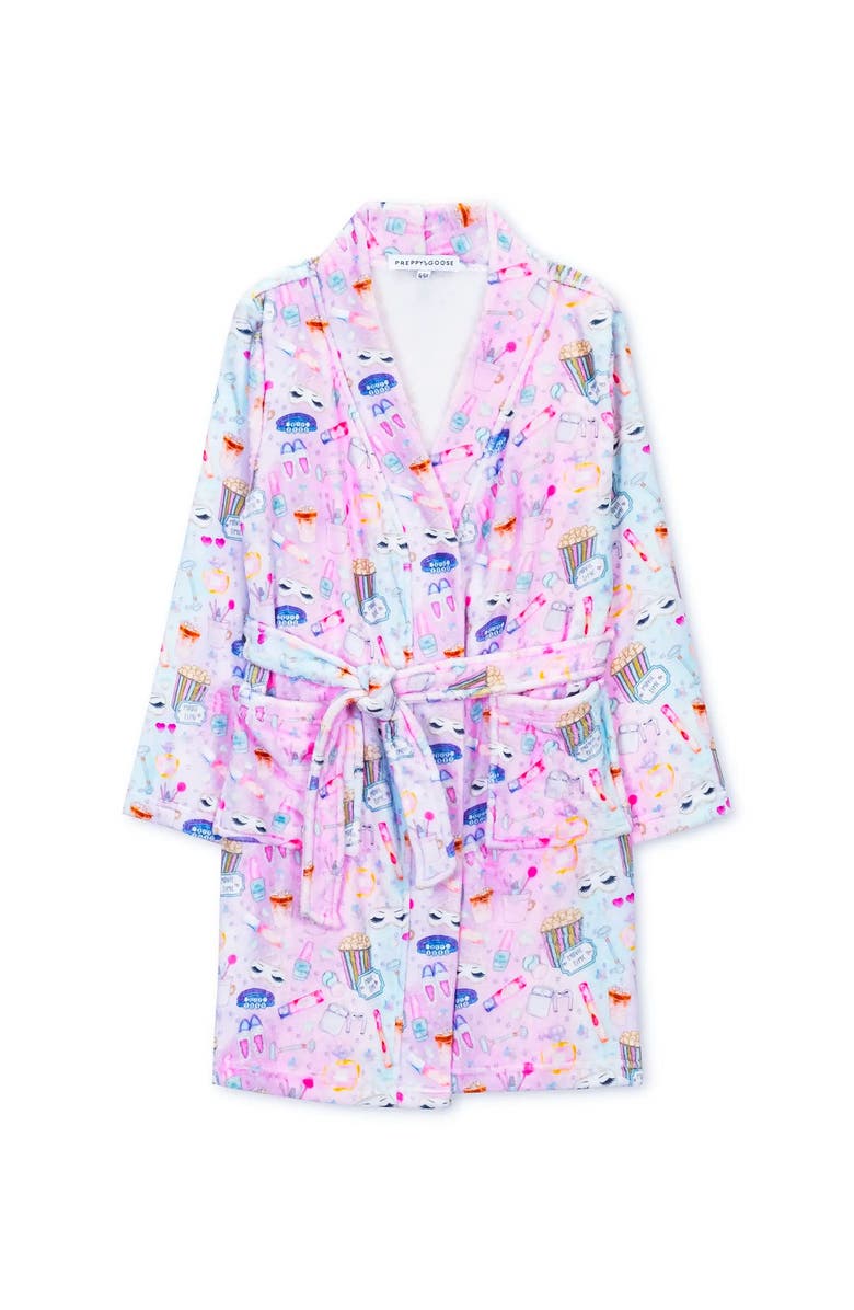 Preppy Goose Plush Sleepover loungewear Robe, Alternate, color, Multicolor